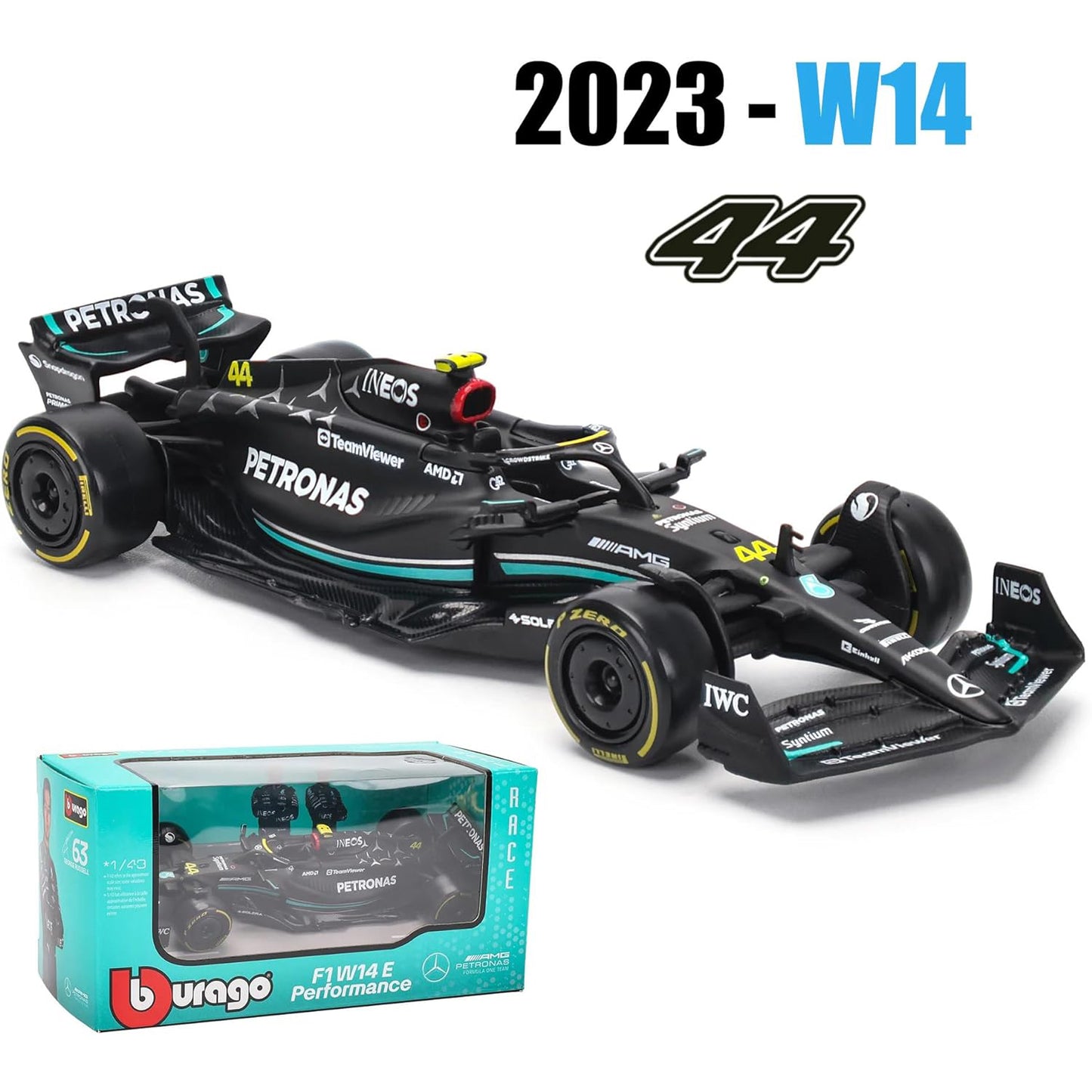 Bburago Mercedes W14 #44 Lewis Hamilton (2023) - Gear Up ZA