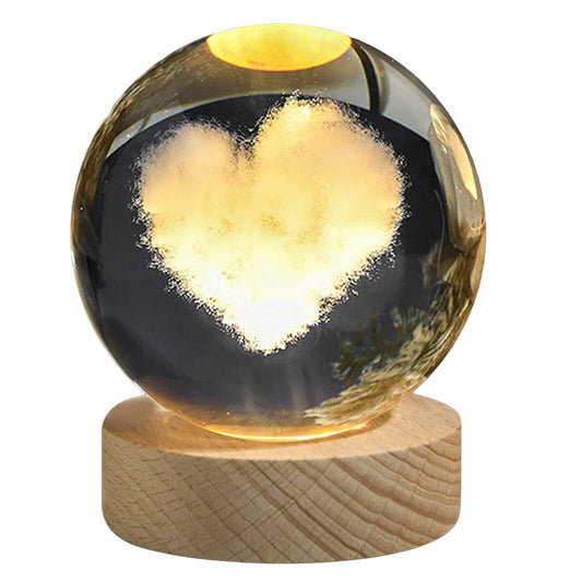 3D Sphere Crystal Ball LED Night Light Heart - Gear Up ZA