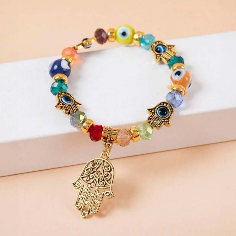Hamsa Hand Evil Eye Bracelet Color Beads - Gear Up ZA