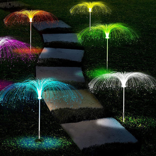 Close-up of a solar jellyfish garden light, showcasing its intricate details and vibrant colors