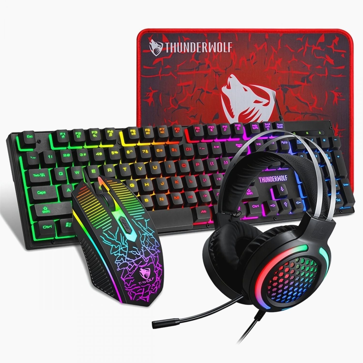 T-Wolf T400 LED 4in1 Gaming Combo - Gear Up ZA